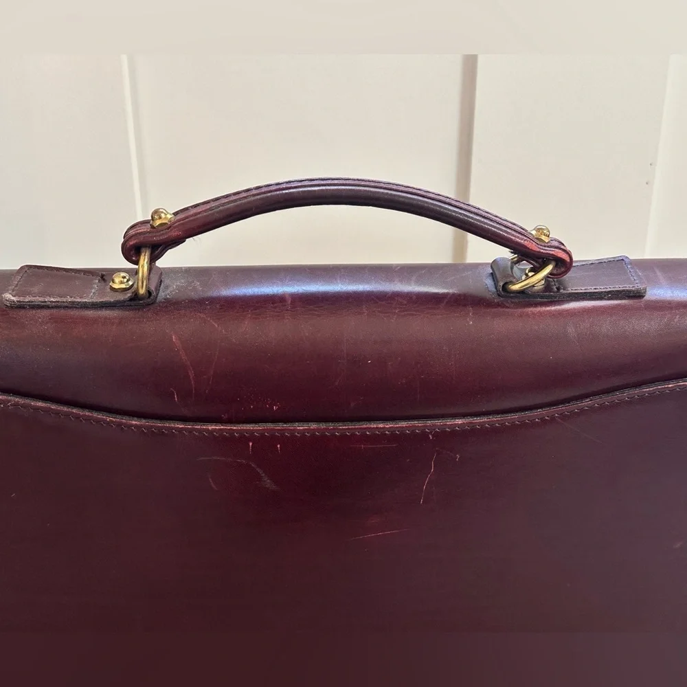 Schlesinger Full Grain Cowhide Burgundy Leather Briefcase Satchel Made in USA
